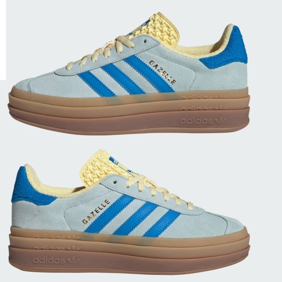 NWT Adidas Gazelle Bold Almost Blue/Bright Blue/Almost Yellow Size W7 - Picture 8 of 15